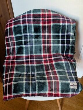 Tommy Hilfiger Plaid Throw Blanket in Green, Red & White